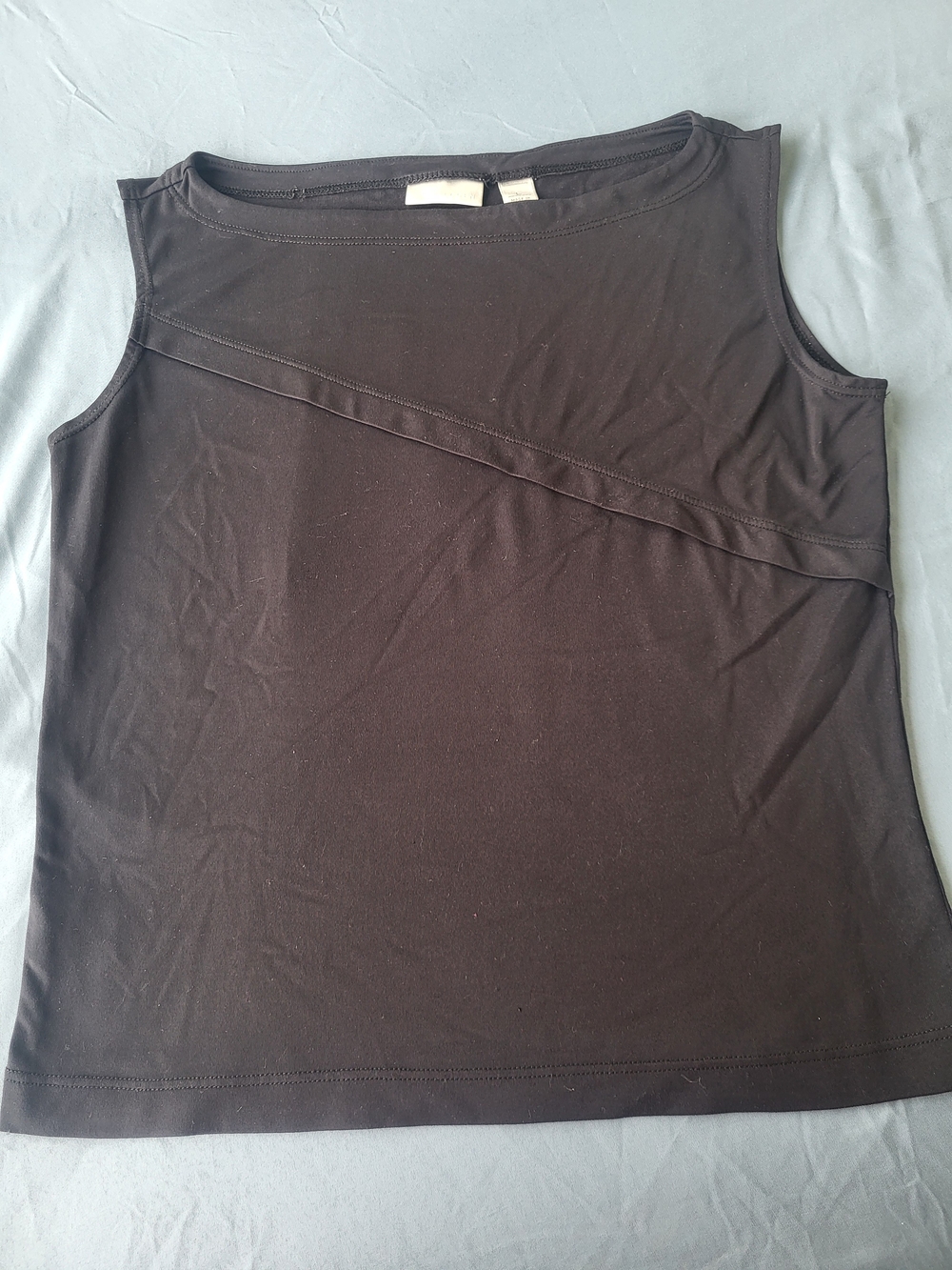 Halogen Black Sleeveless Tank with Diagonal Seam